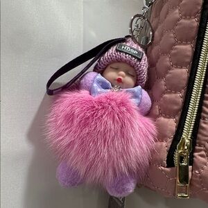 NWT sleeping, Purple  Fur Keychain Accessory